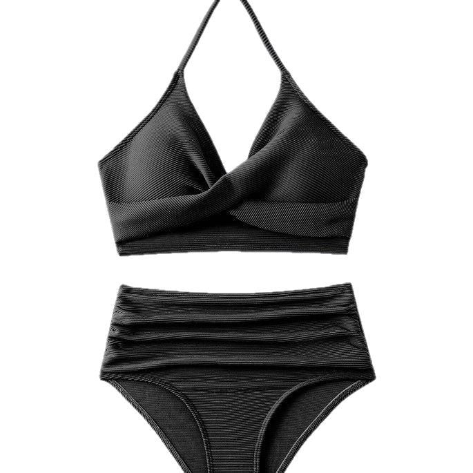 Dame Højtaljede Rynkebluser-Bikini-Sæt Stilla