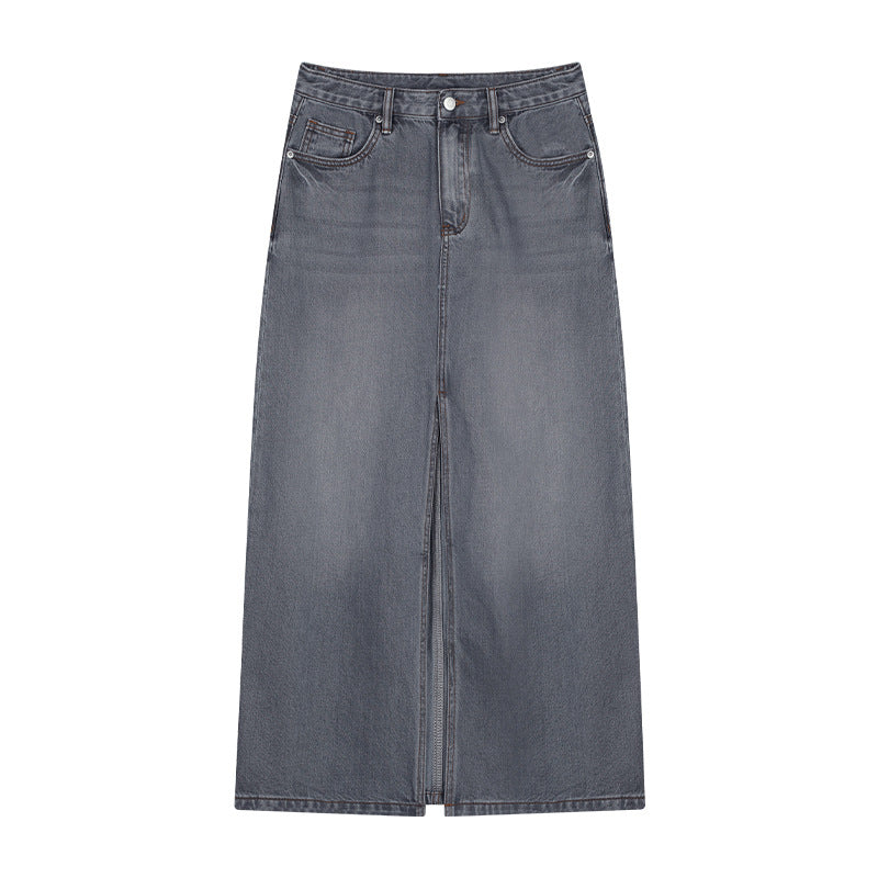 Dame Denim Maxiskørt med elegant snit og praktiske lommer Stilla