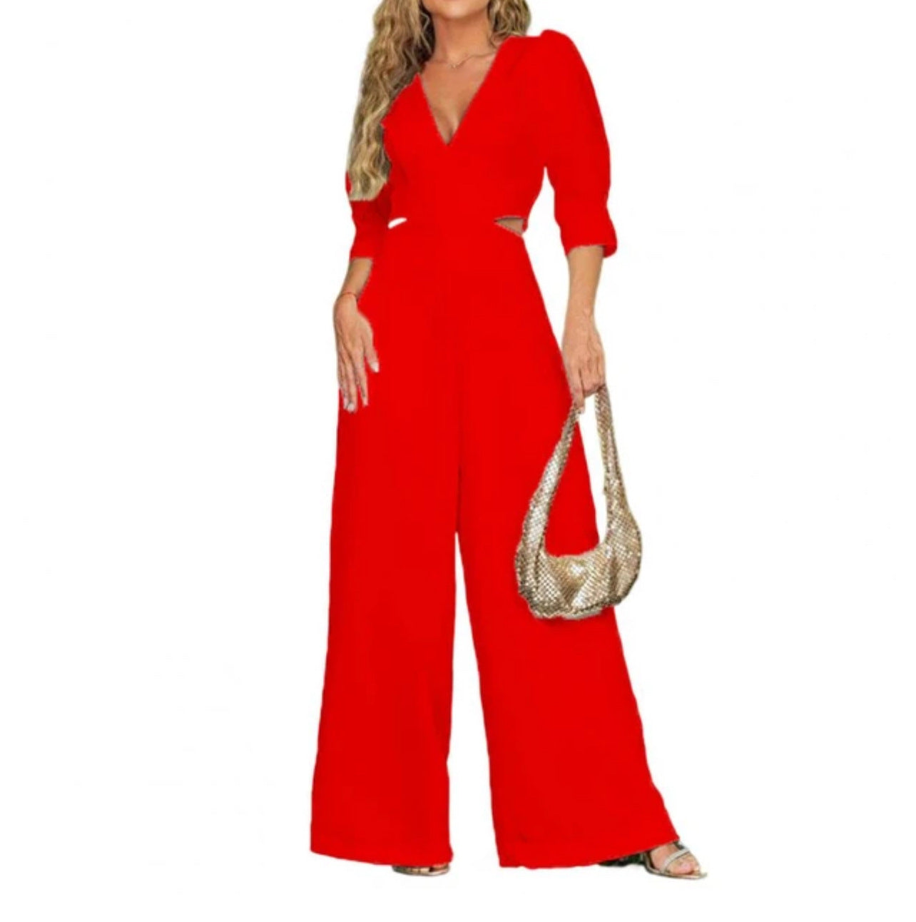 Damer Elegant Jumpsuit med dyb V-hals og brede ben Stilla