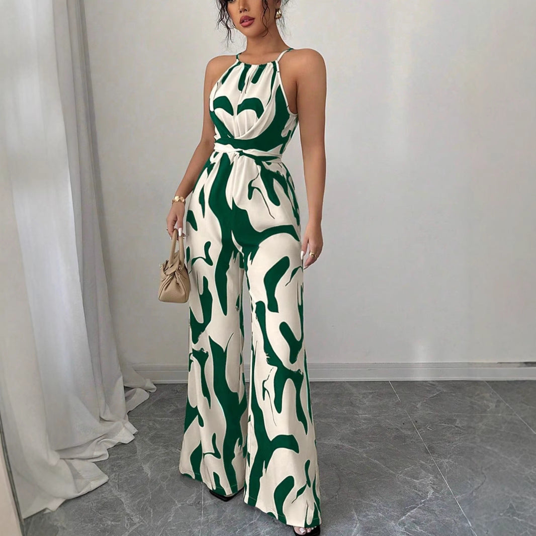 Dame jumpsuit med vidde ben og trendy mønster Stilla
