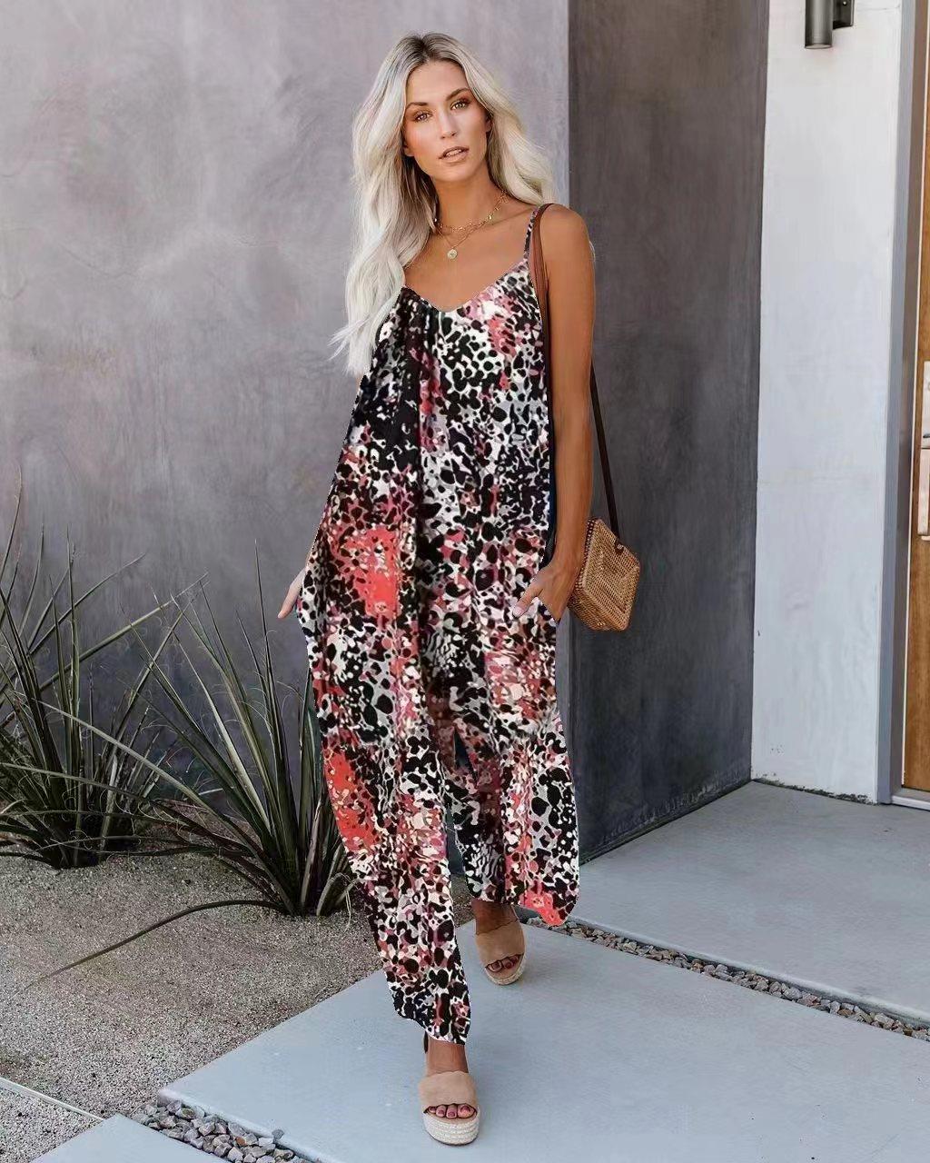 Dame jumpsuit med afslappet snit og moderigtigt leopardmønster Stilla