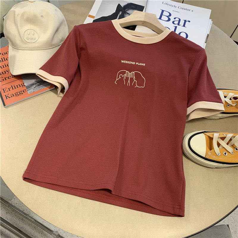 Femme Casual Graphic T-shirt med Weekend Planer Design Stilla