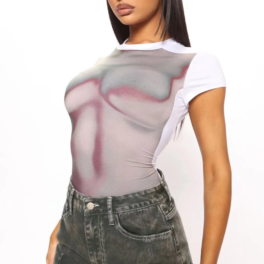 Dame bodysuit med moderne trykdesigns og tætsiddende snit Stilla