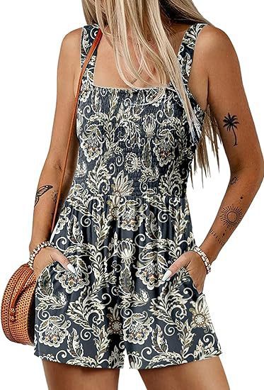 Dame jumpsuit med florale detaljer og praktiske lommer Stilla