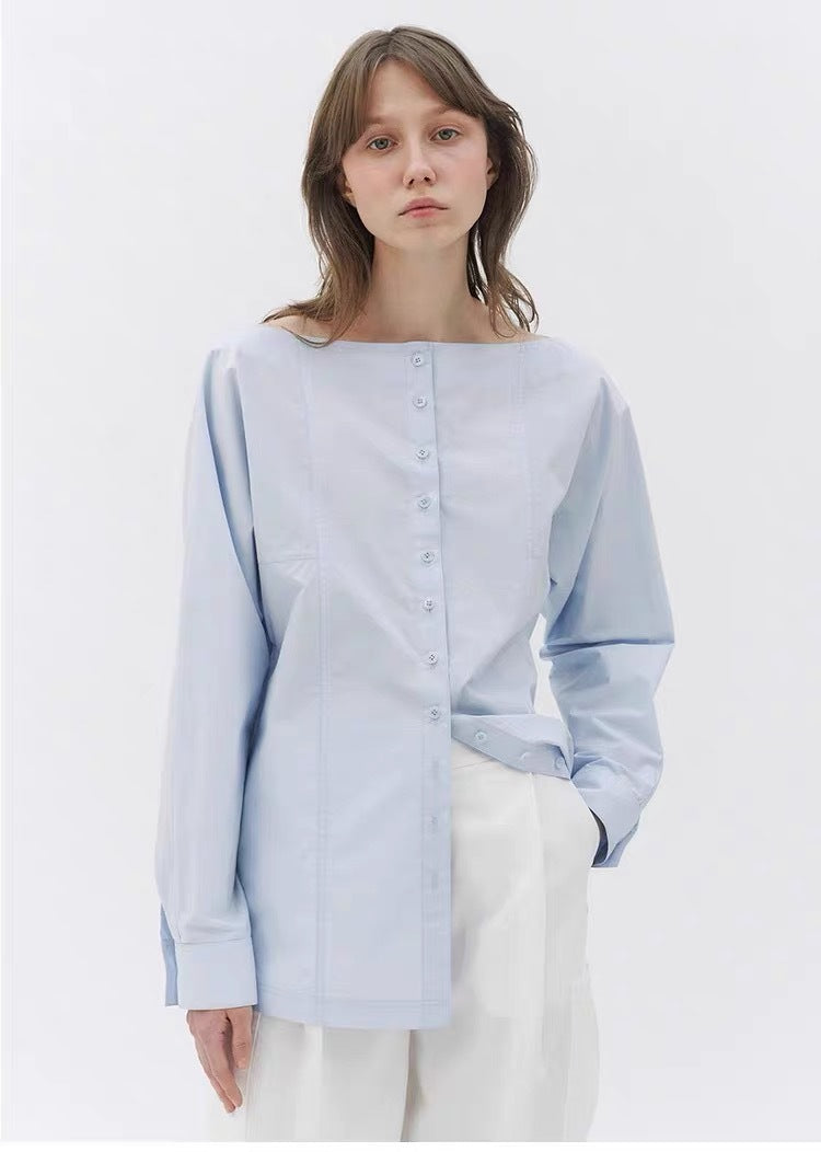 Dame elegant Button-Up Bluse med struktureret design og behagelig pasform Stilla