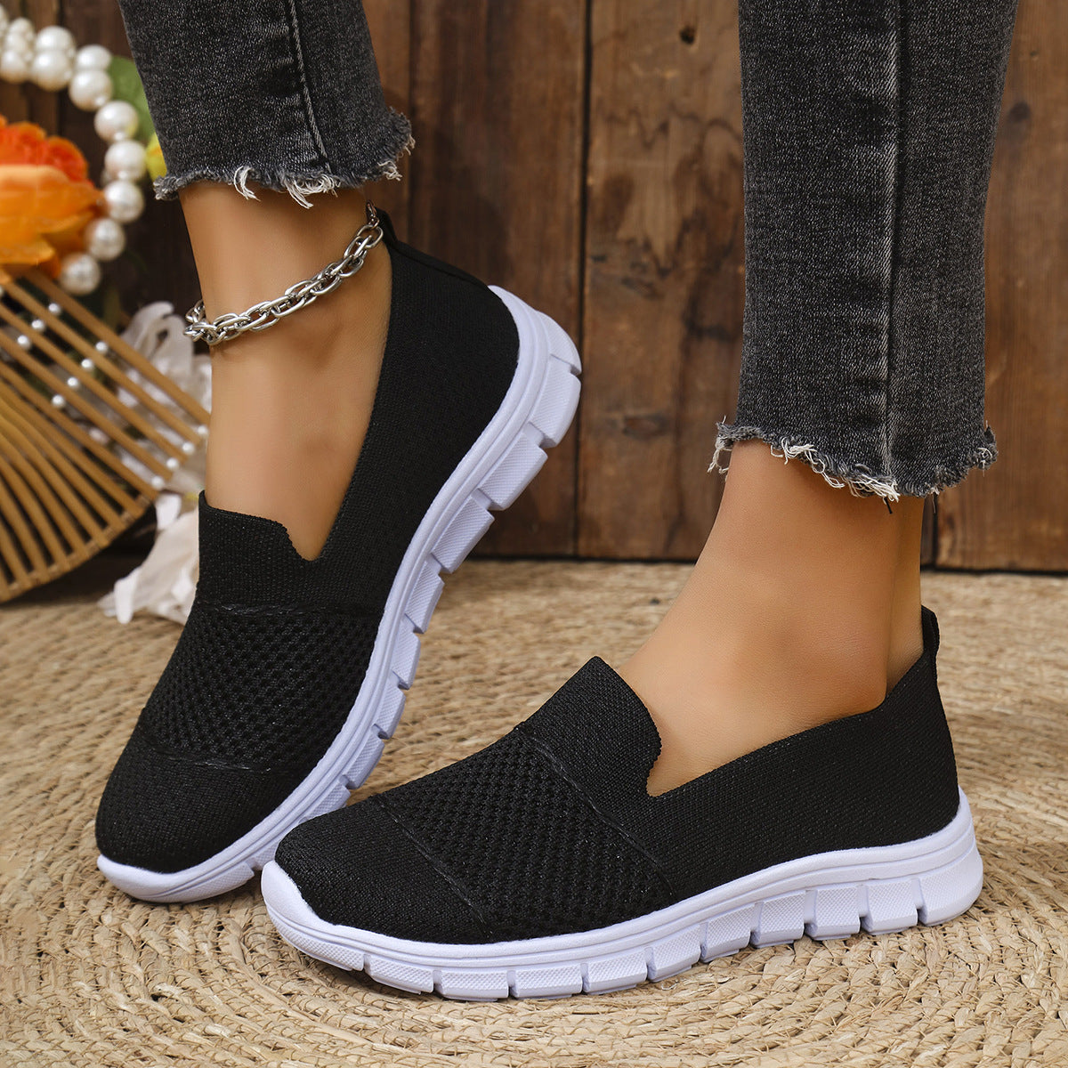 Dame Åndbare Slip-On Sneakers med fleksibel Sålekomfort Stilla