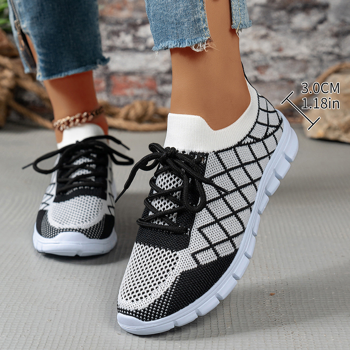 Dame Sporty Sneakers med åndbar netstruktur og skridsikker sålekonstruktion Stilla