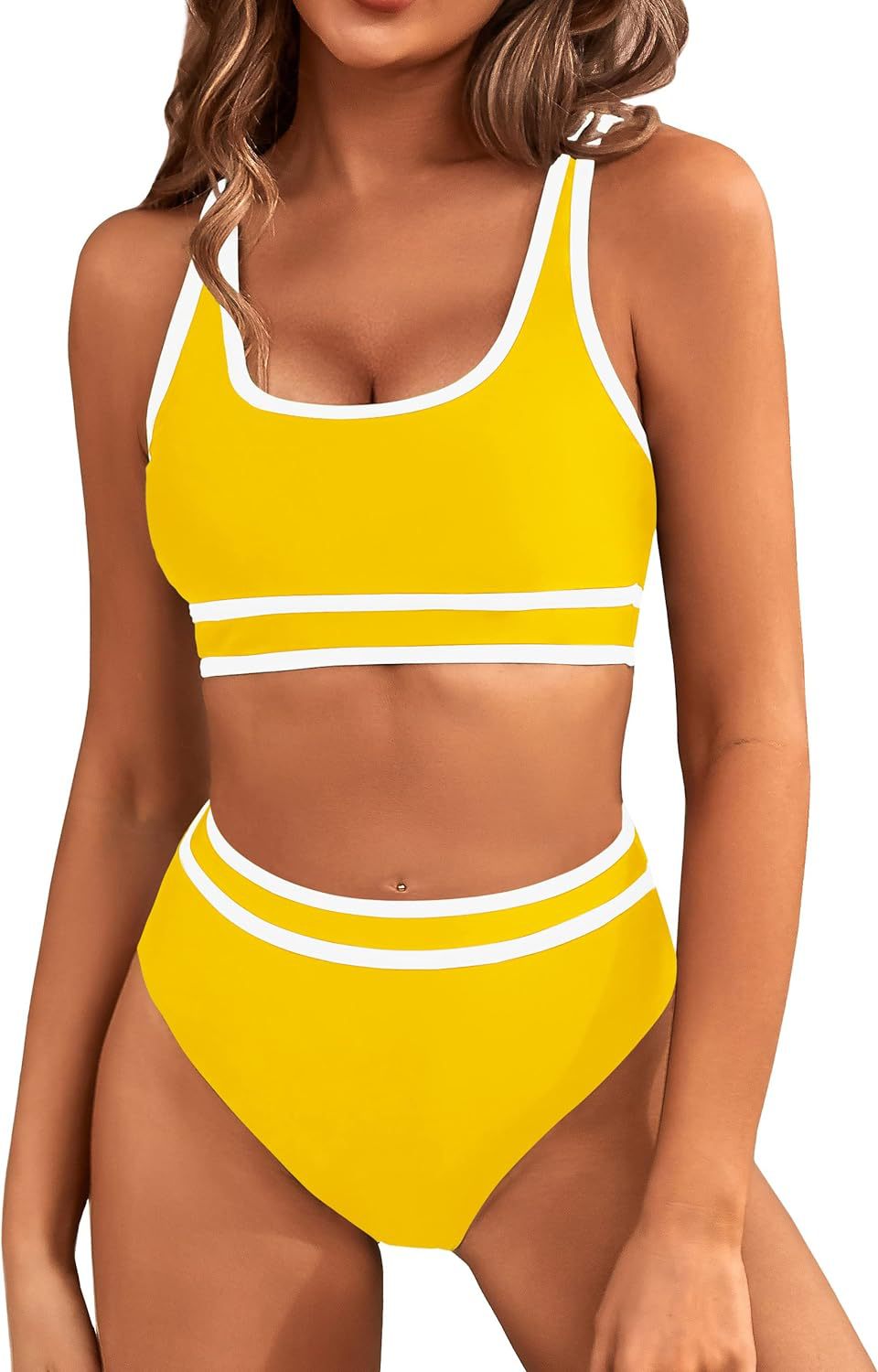 Dame Sporty bikini sæt med brede stropper og høj skæring Stilla