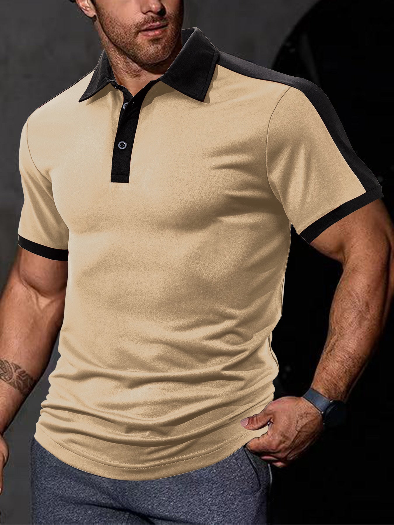 Herrer Sporty Kortärmet Poloshirt med åndbart materiale Stilla