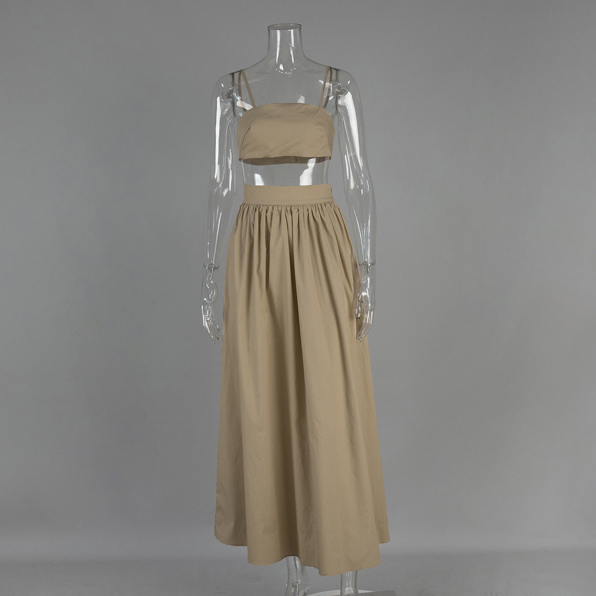 Dame Cropped Top og Maxiskørt Sæt Stilla