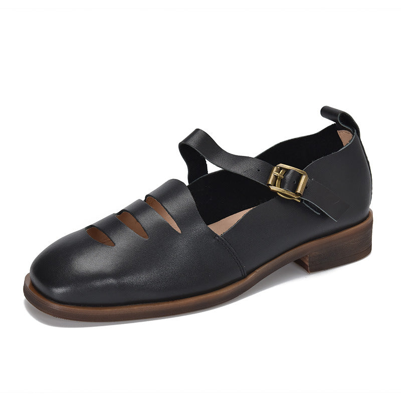 Dame elegante læder-sandaler med spænde Lukning og gennemtrængende design Stilla