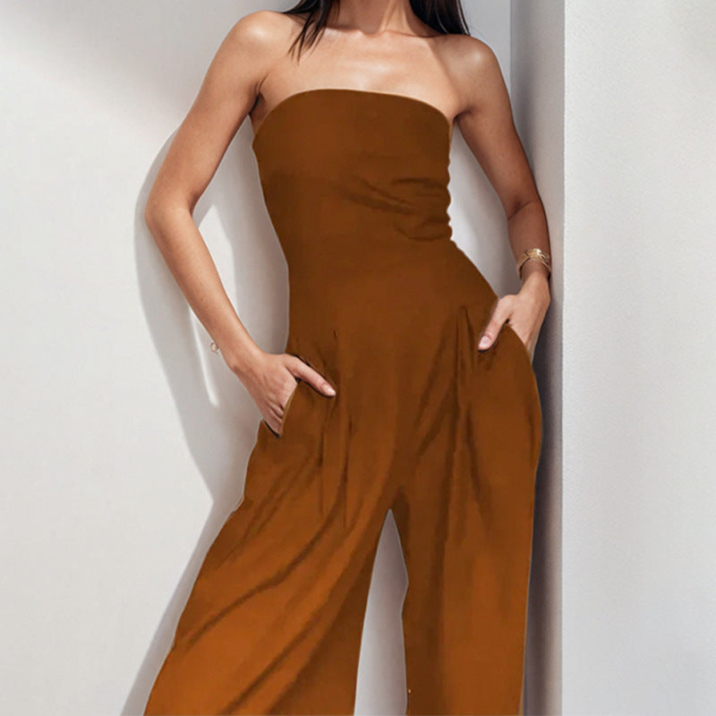 Dame Strapless Jumpsuit med strømlinet design og praktiske lommer Stilla