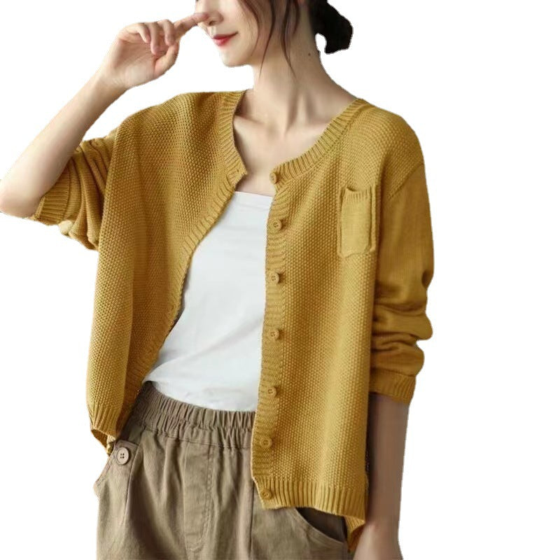 Femme Tekstureret Knap-Up Behagelig Strik Cardigan Stilla