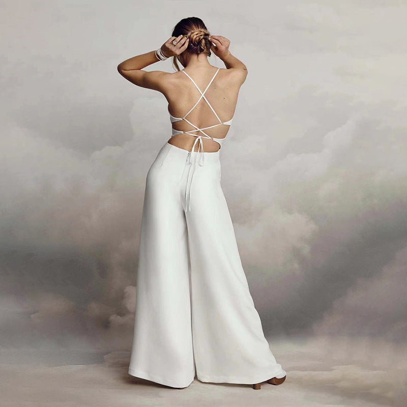 Dame Elegant Jumpsuit med dyb V-udskæring og side Cut-Outs Stilla