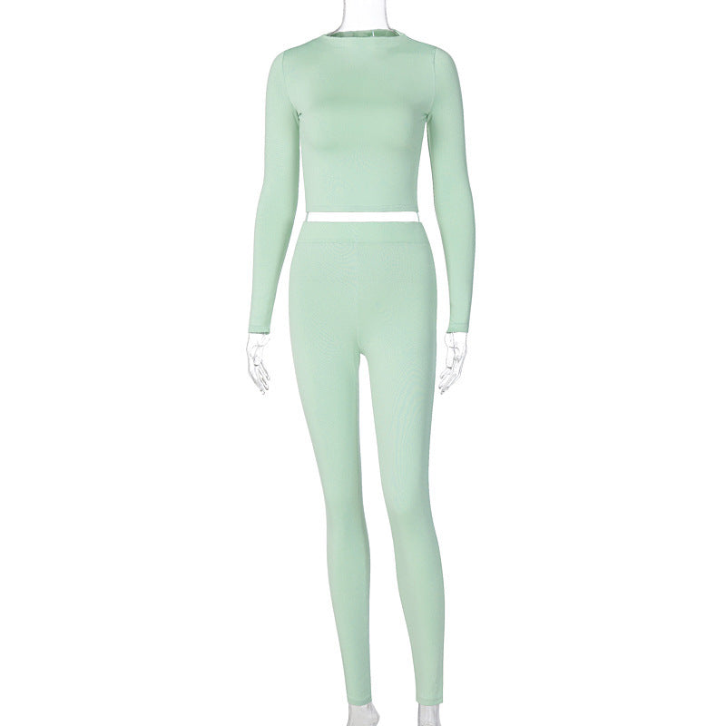 Dame Sporty sæt med tætsiddende, langærmet top og høj talje leggings Stilla