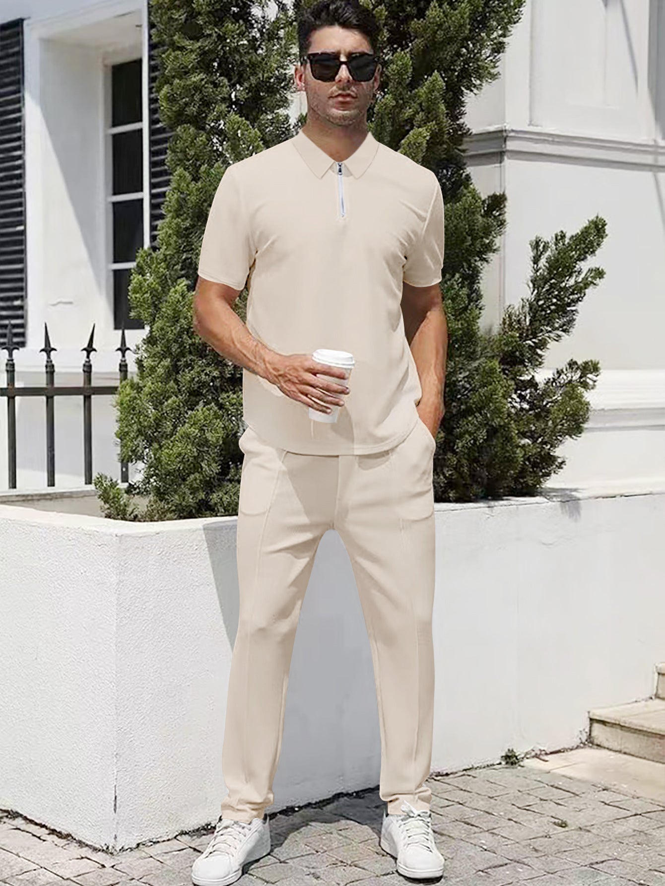 Herrer Sportivt Polo-shirt med funktionel lynlås og elegant snit Stilla