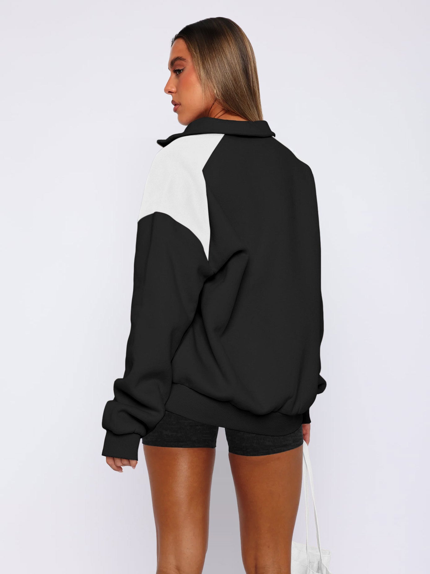 Dame Sweatshirt med moderne kvart lynlås og høj krave Stilla