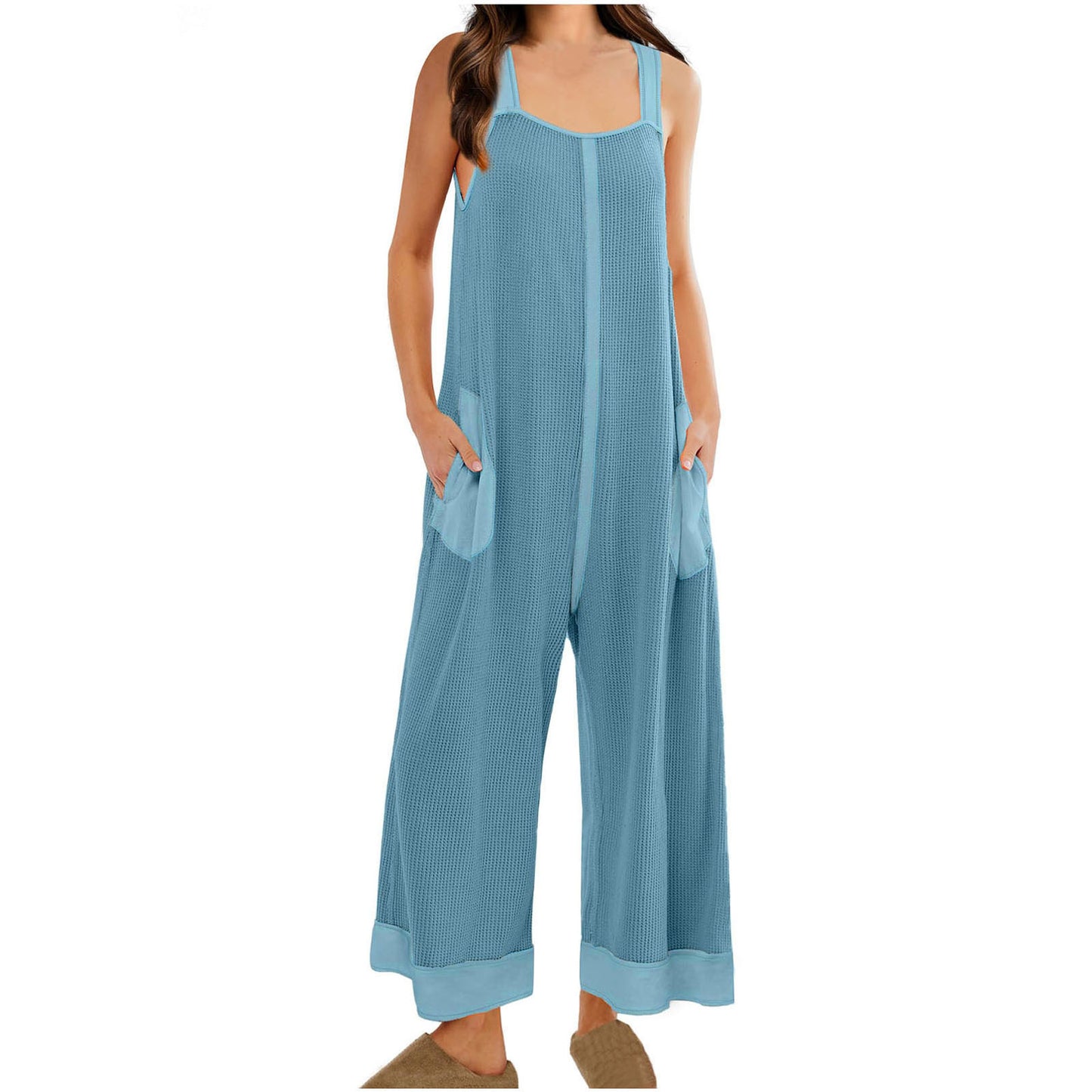 Dame afslappet Jumpsuit med sidelommer og bredt ben Stilla