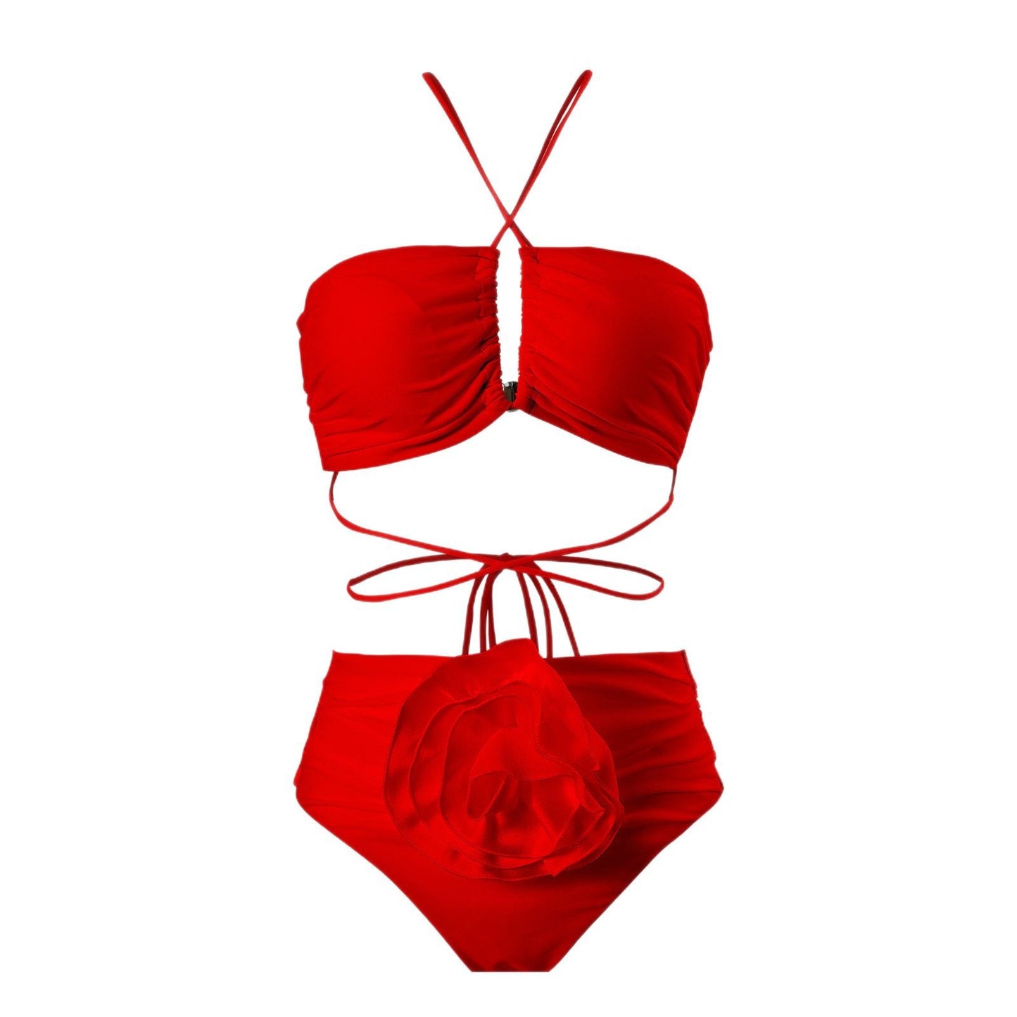 Dame Bandeau-bikini med voluminøse ruffles detaljer og justerbare stropper Stilla