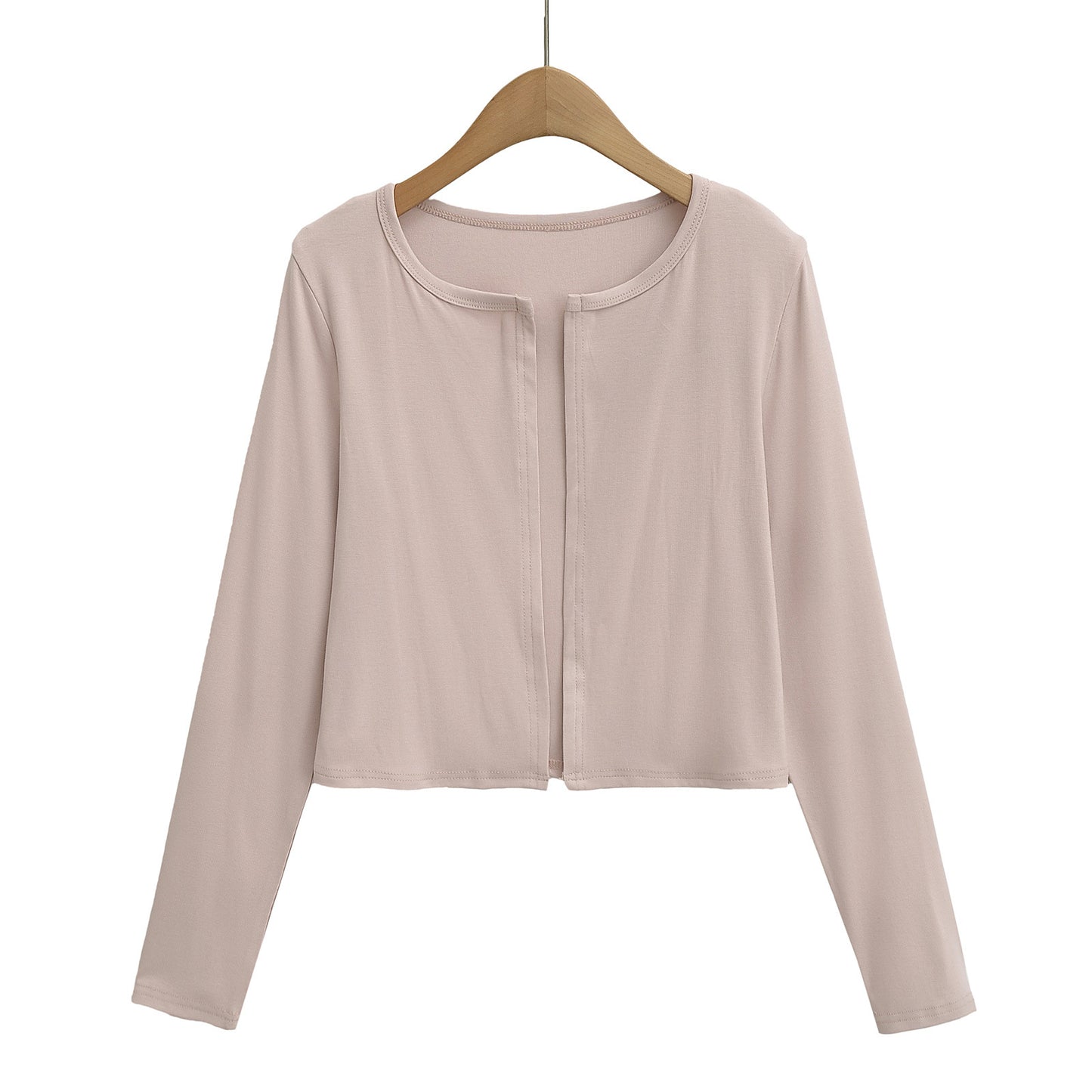 Dames afslappet longsleeve-jakke lavet af blødt svedmateriale med elegant rund halsudskæring Stilla