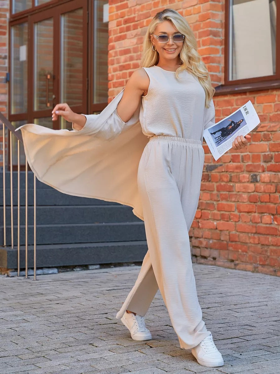 Dame leger Jumpsuit med åben ærme og elastisk taljebælte Stilla