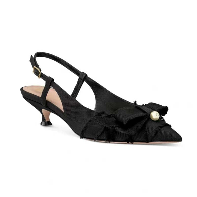 Femme Elegante Slingback Kitten Heels med Rüschendetails Stilla