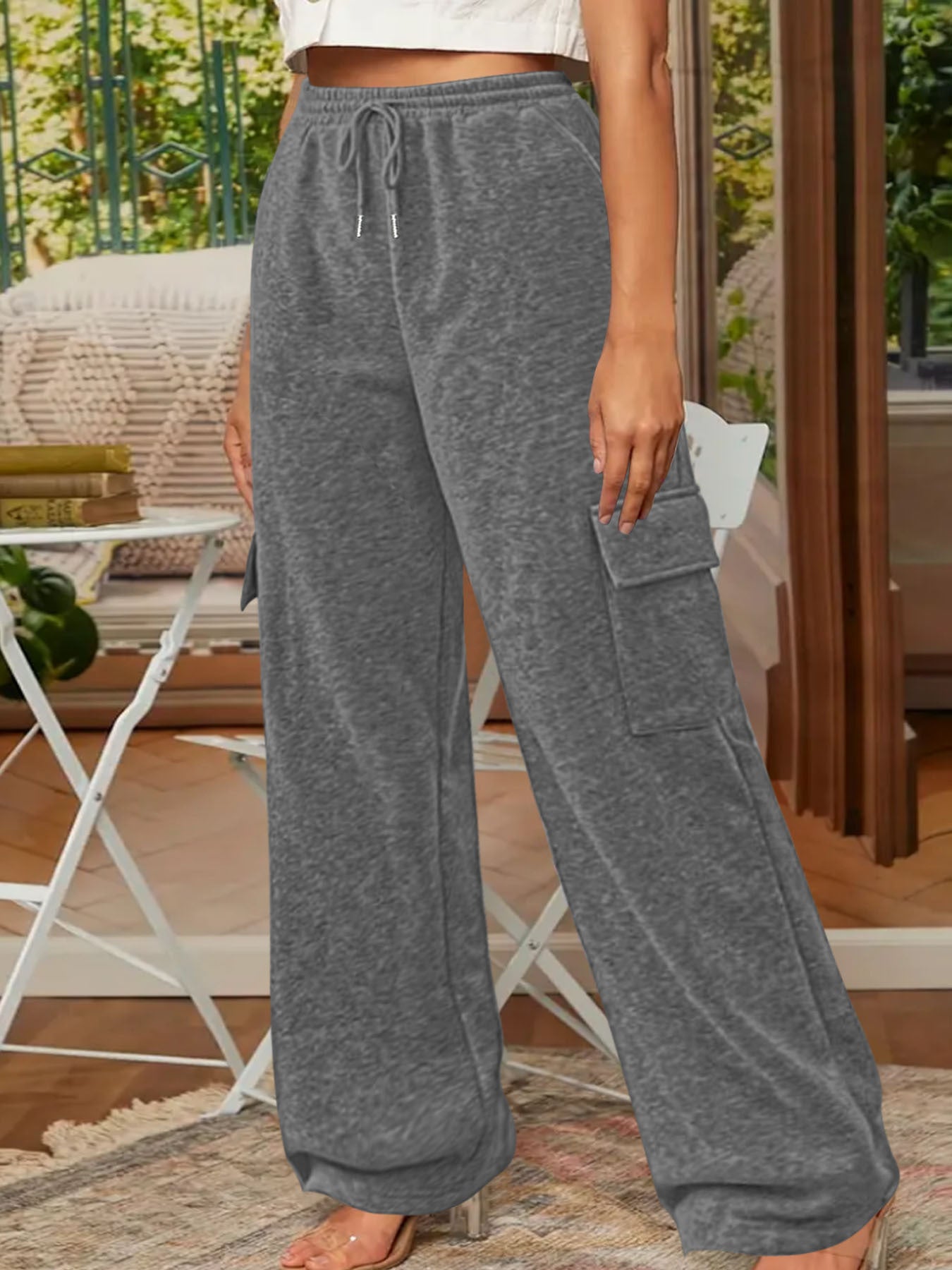 Dame casual cargo bukser med elastisk talje og praktiske lommer Stilla