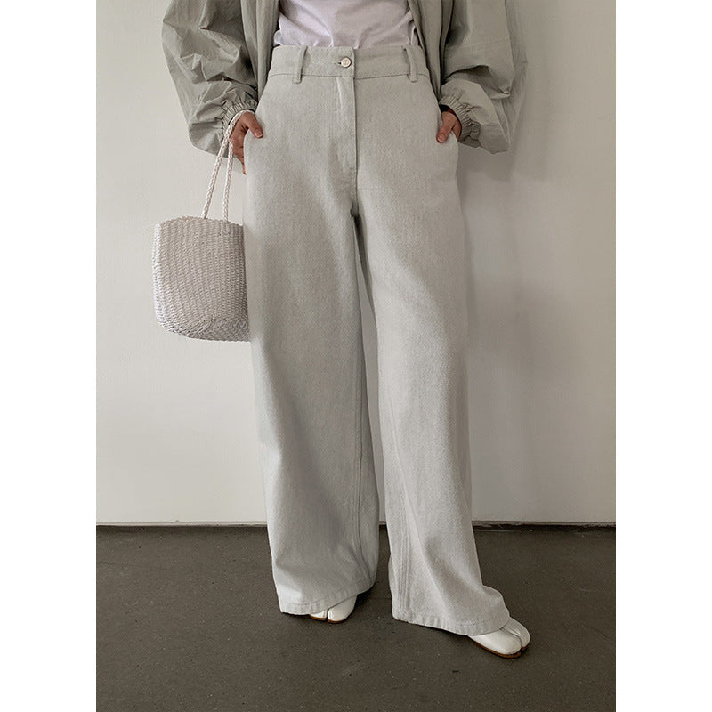 Dame brede jeans med høj talje og elegante folder Stilla