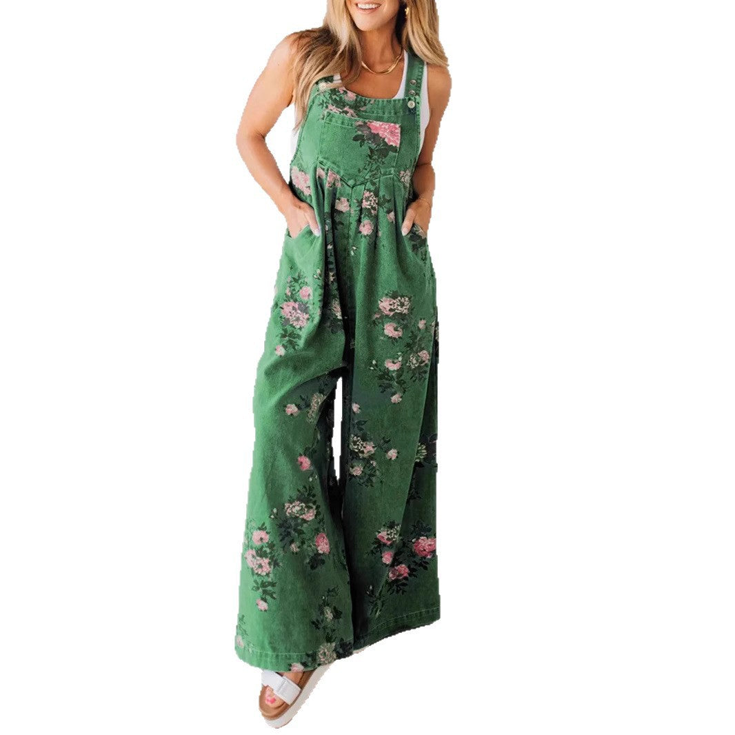 Dame jumpsuit med blomstermønster og bred pasform Stilla