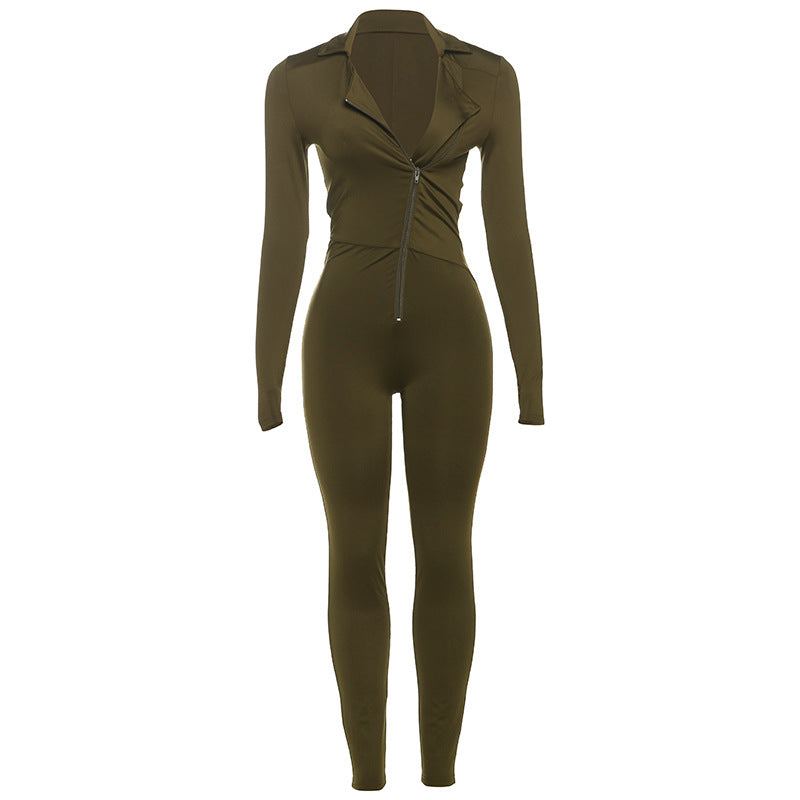 Dame jumpsuit med høj krave og lynlås Stilla