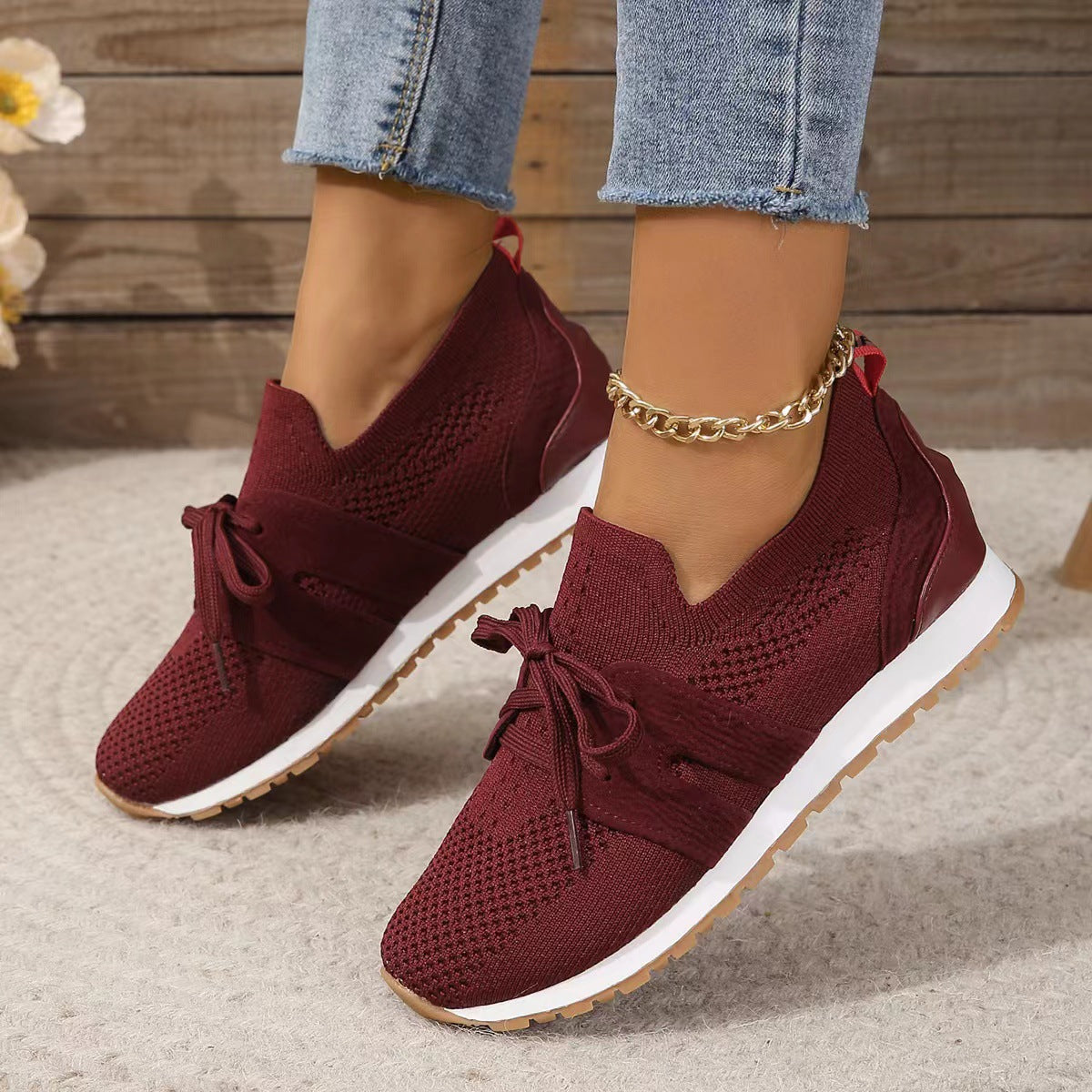 Dame Åndbare Sneakers med elastisk Overdel og fashionable Skoletøj Stilla