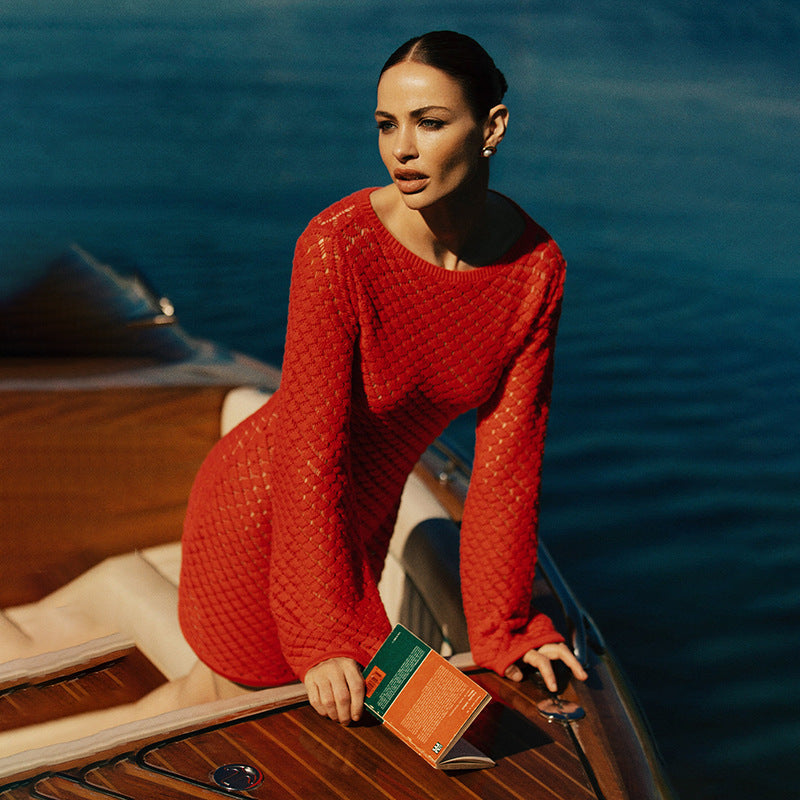 Dame Åben Strik Strandkjole Stilla