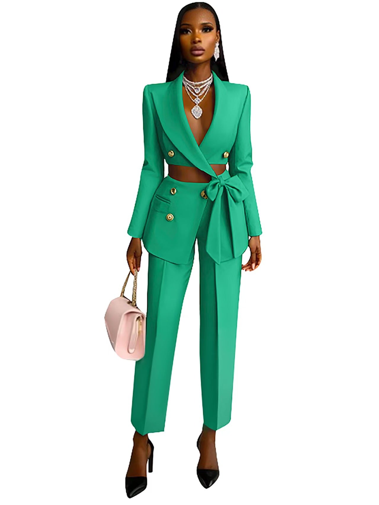 Dame Blazer Sæt med højt skåret top og originale knapper Stilla