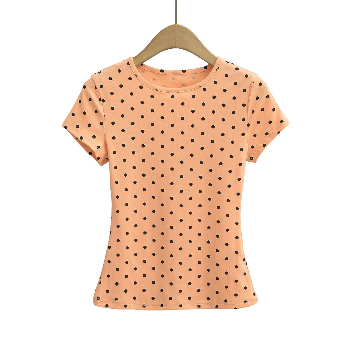 Dame T-shirt med polka-prikker og elastisk komfort Stilla