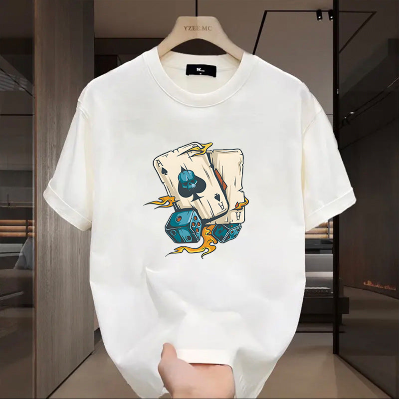 Dame T-shirt med iøjnefaldende kortdesign og kreative terninger Stilla