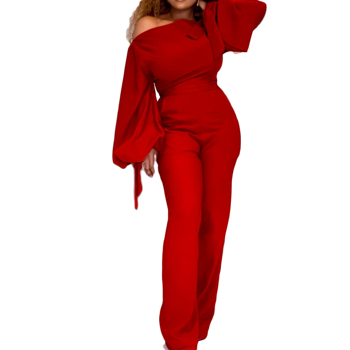 Dame elegant jumpsuit med asymmetrisk design og svajende ærmer Stilla