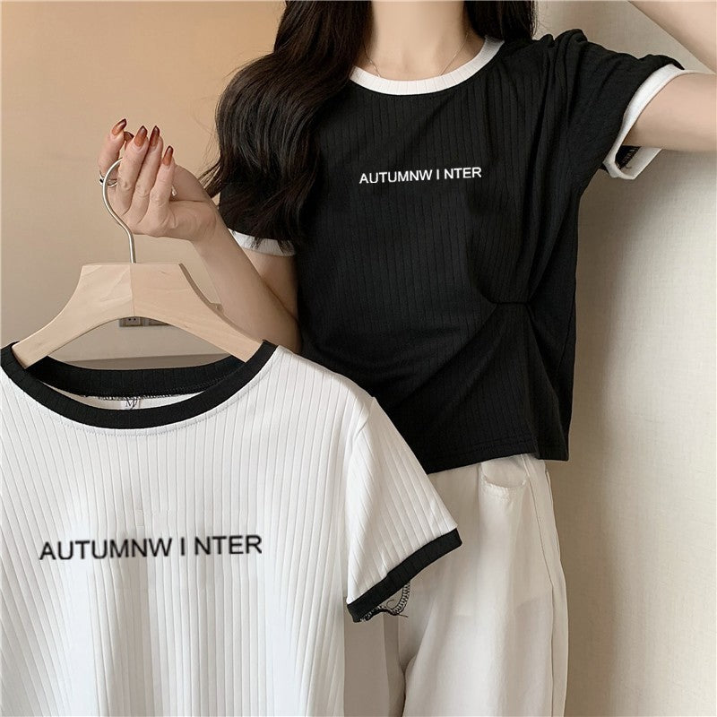 Femme afslappet grafik-kortærmet T-shirt med rib-detaljer Stilla