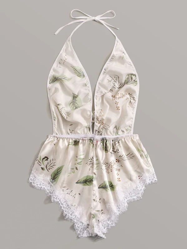 Dame Satin Halterneck Lingerie Bodysuit Stilla