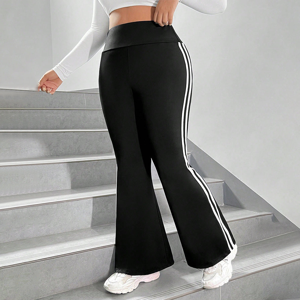 Damer Sporty Flared Leggings med elastisk talje og sidelange striber Stilla
