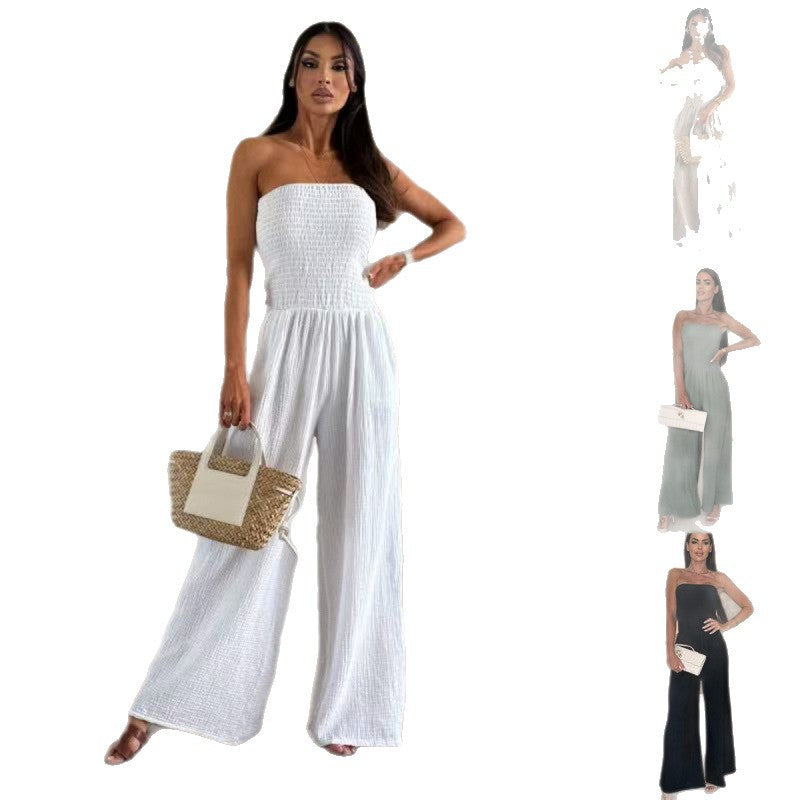 Dame strapless plisseret jumpsuit Stilla