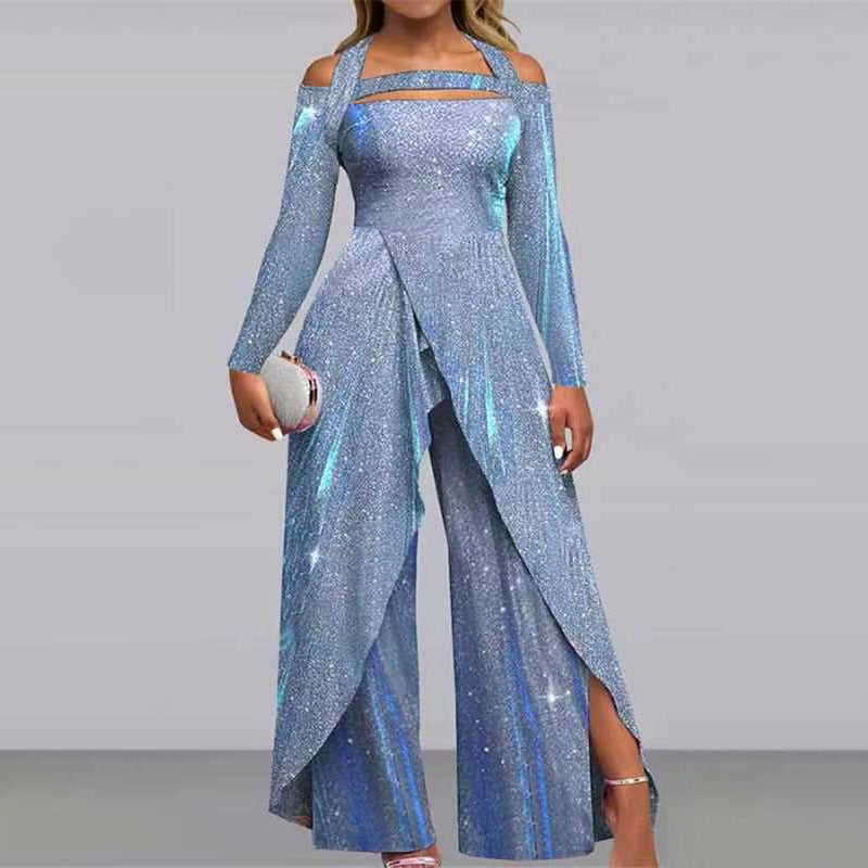 Dame Elegant Jumpsuit med glitrende overflade og spændende design Stilla