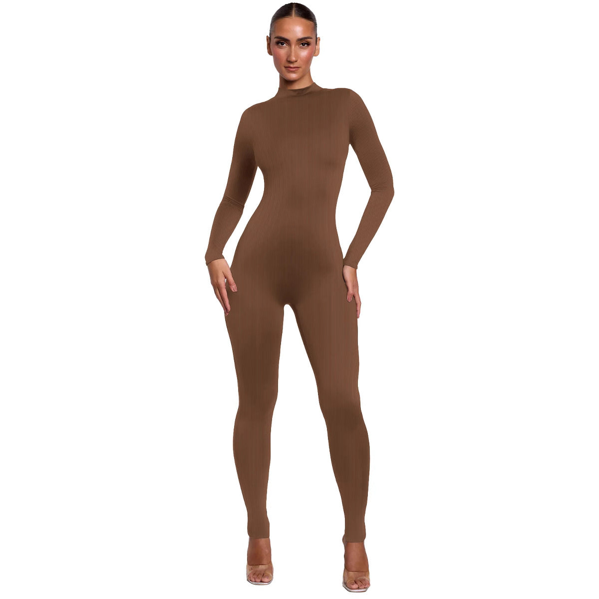 Dame sømløs langærmet jumpsuit med figurformende ribdesign Stilla