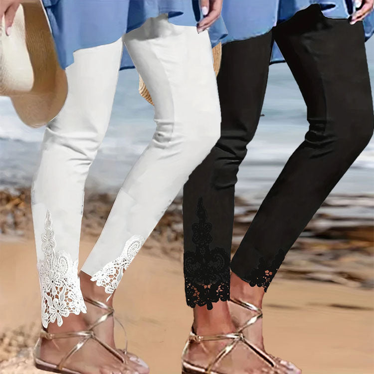 Dame elegante leggings med spidsbesætning Stilla
