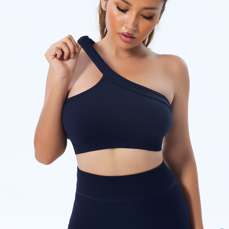 Stilla | Sexy One Shoulder Yoga Vest Beauty Back Workout Bra Til Kvinder