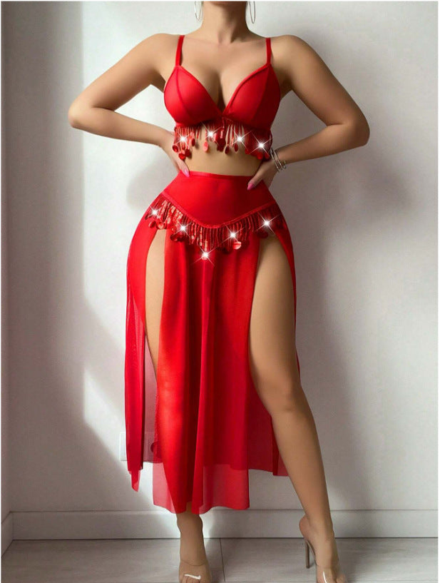 Dame Gennemsigtig Frynse Bodysuit Sæt Stilla