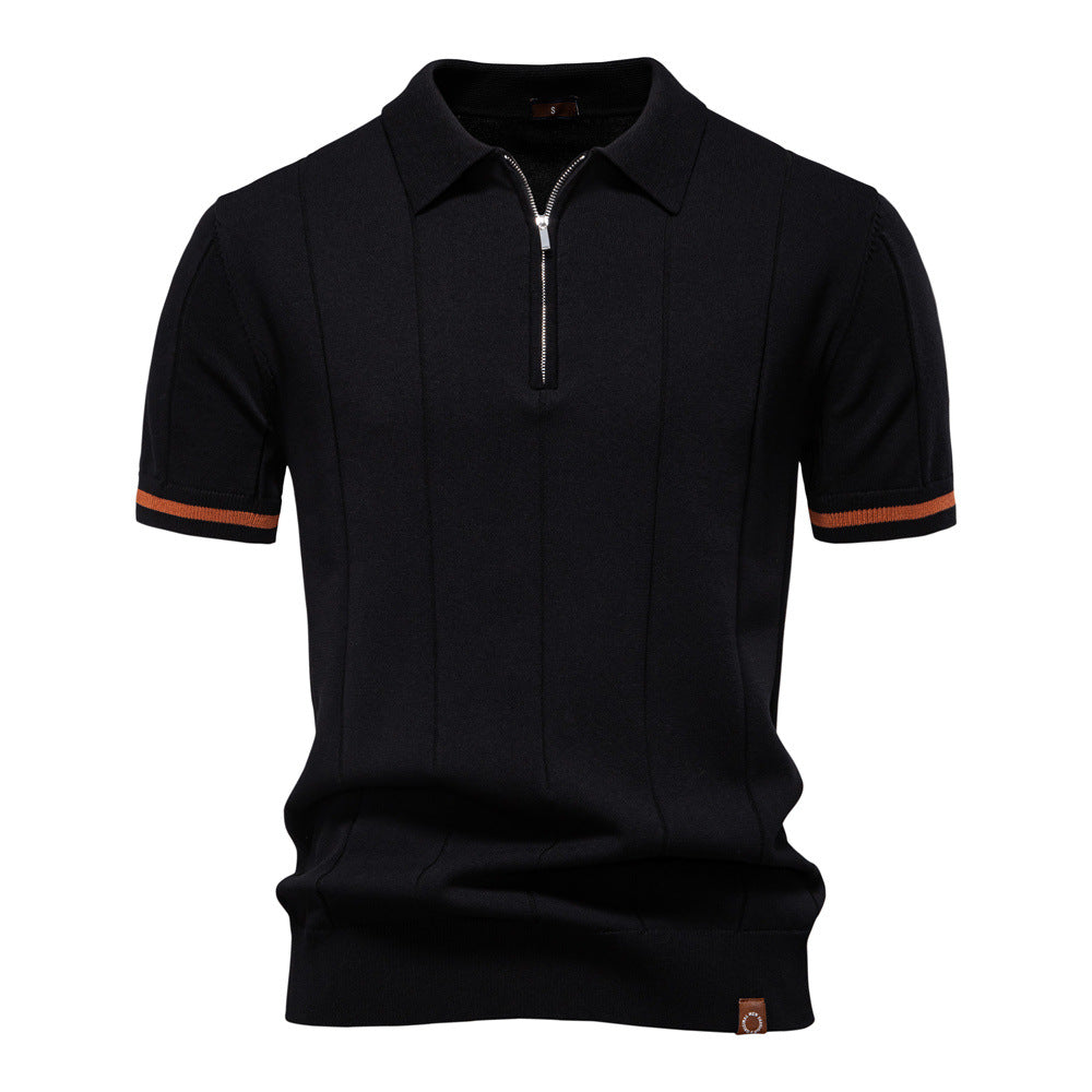 Herre polo T-shirt med sporty lynlås Stilla
