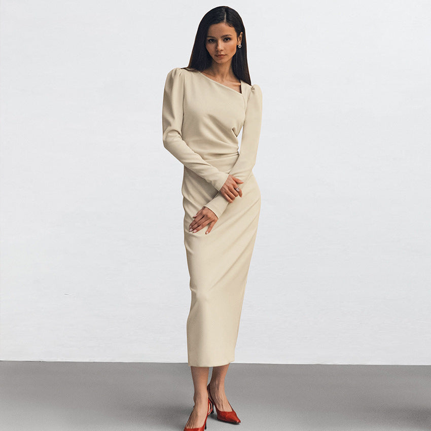 Dame Elegant Langærmet Maxikjole i minimalistisk design Stilla