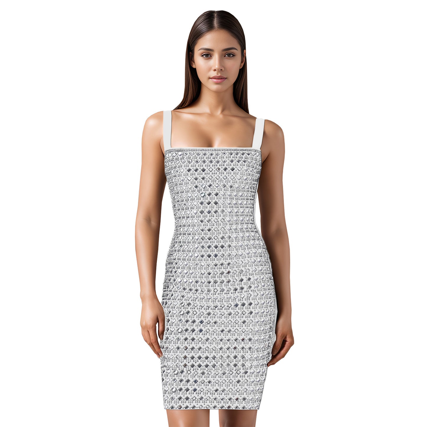 Dame Elegant glitrende minikjole med detaljerede rhinestone-applikationer og forførende udskæring Stilla