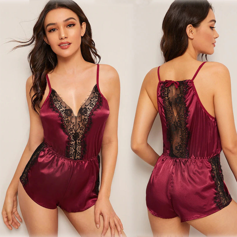 Dame Satin Spids Jumpsuit Sæt Stilla