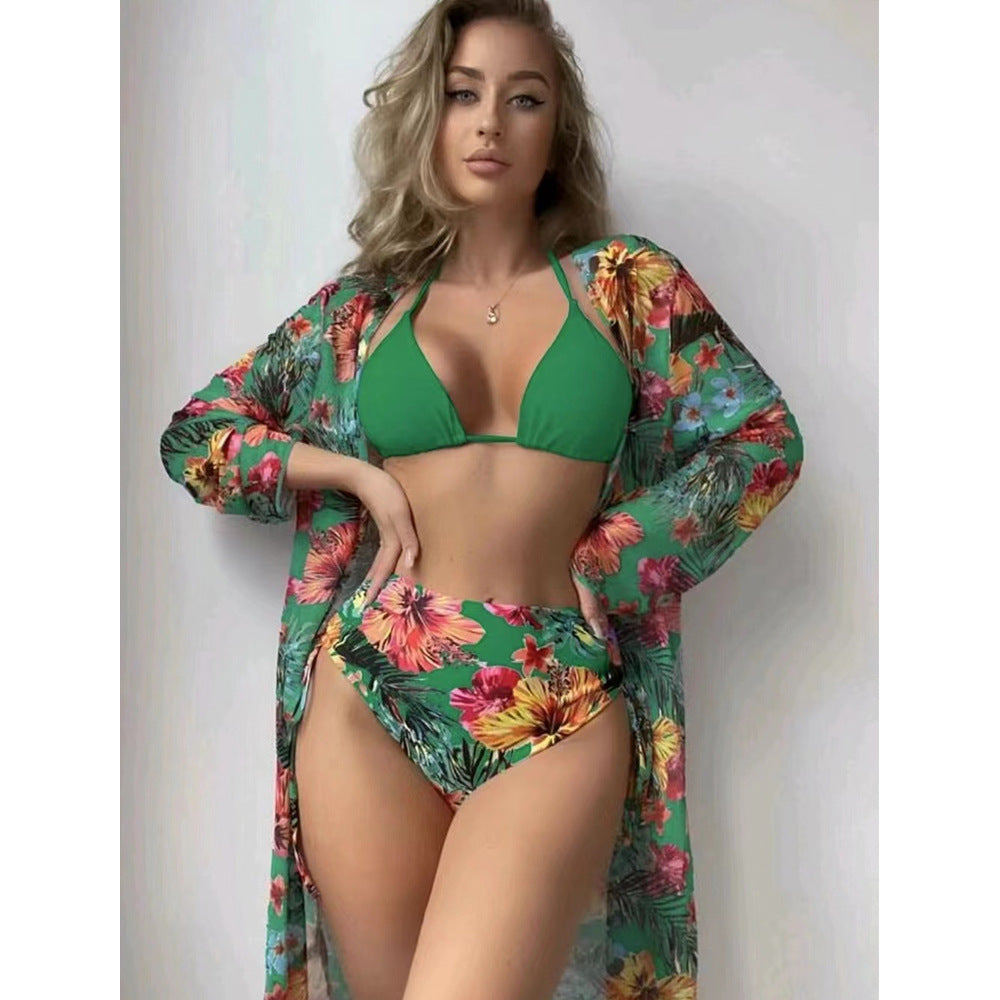 Dame Højskåret Bikini med floralt design og justerbare stropper Stilla